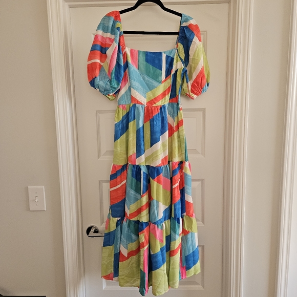 NWOT Puff Sleeve Midi Dress Flying Tomato - Picture 2 of 4